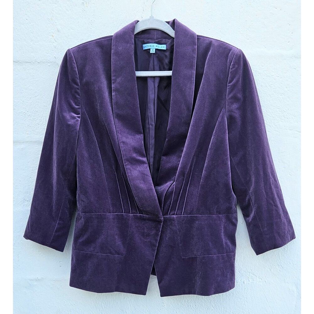 Antonio Melani Blazer Womens 14 Purple Velvet Dark Fairy Goth Soft Lux Jacket